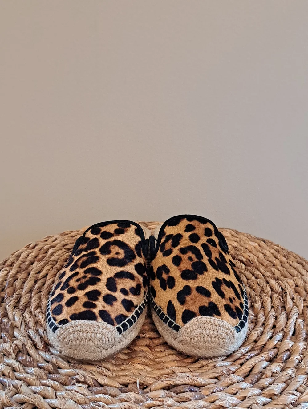 J.Crew Womens Preppy Leopard Print Calf Hair Slip On Espadrilles Flat Mules 7.5